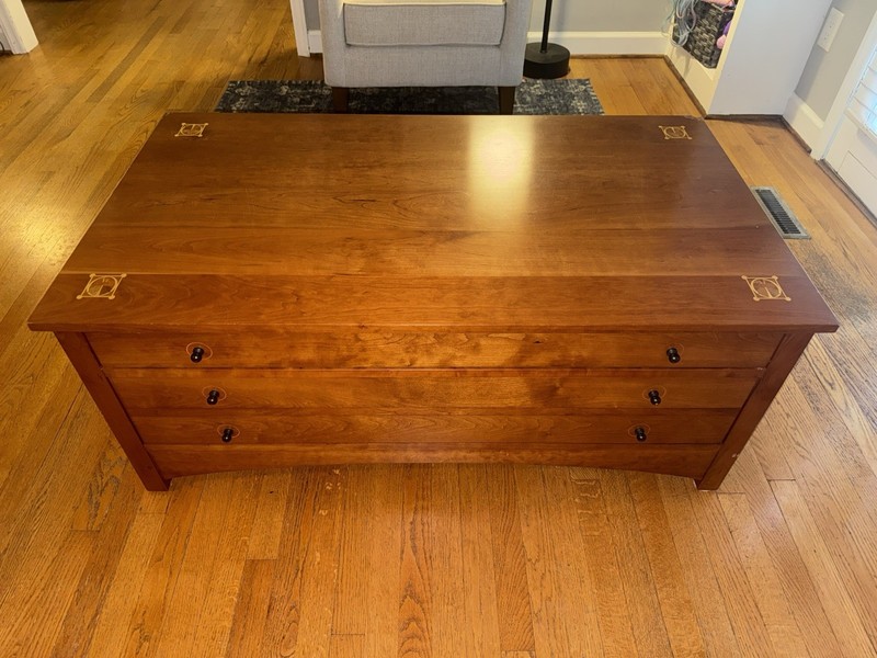 Stickley Harvey Ellis Rectangular Storage Cocktail Table Cherry Wood 91-743-713