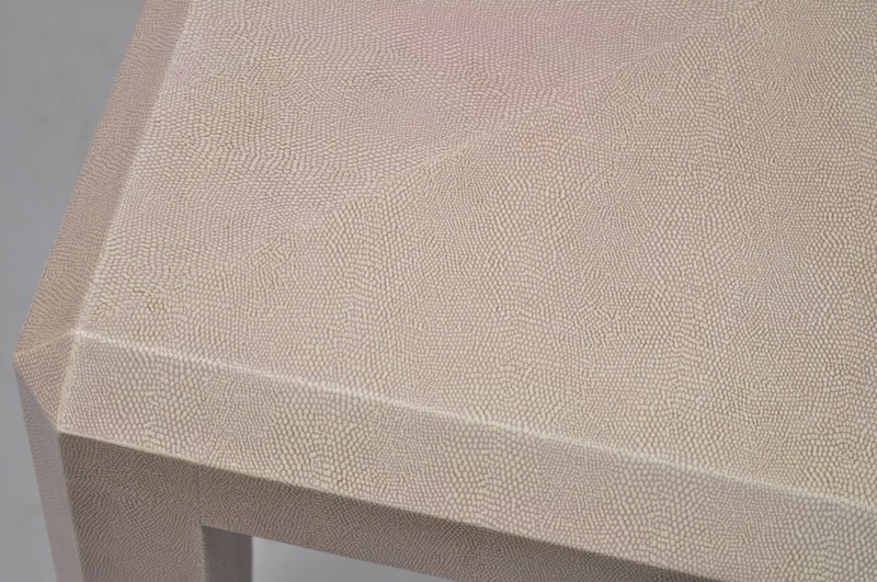 Karl Springer Style Pink Purple Shagreen Faux Shark Skin Parsons Side Table gallery
