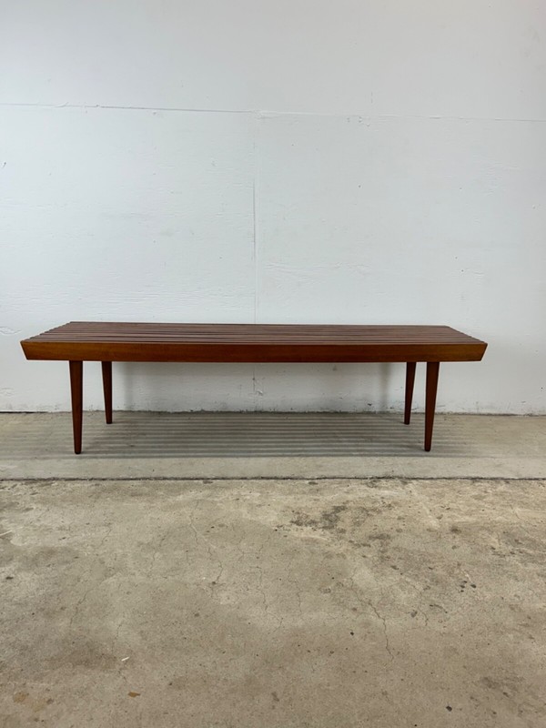Mid Century Modern Walnut Slat Bench Coffee Table