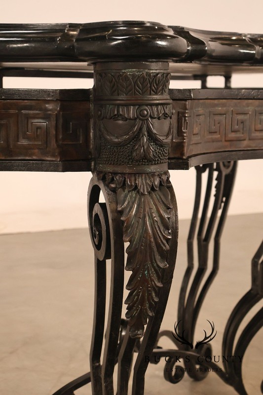 Maitland Smith Greek Key Console Table With Tessellated Marble Top gallery