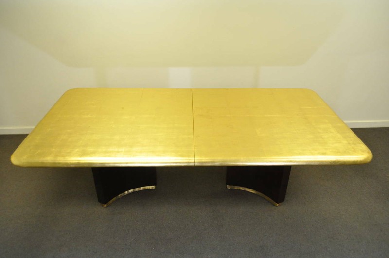 Art Deco Maison Jansen Style Custom Gold Leaf Extension Dining Conference Table gallery