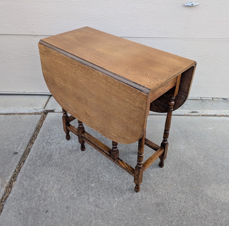 Antique Oak Wood Gate Leg Drop Leaf Kitchen Table English Jacobean Gateleg gallery