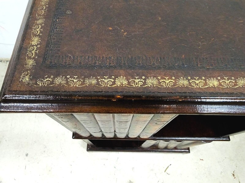 Tooled Leather Faux Book Nightstand Side Table by MAITLAND SMITH gallery