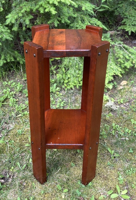 1950 RICHARD LEE LONGABERGER Hand Made Solid Wood 2 Tier Plant Stand SIGNED gallery