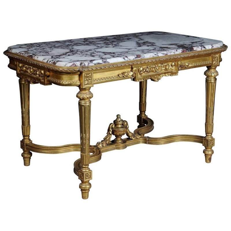 Exceptional French Louis-XVI. Coffee Table, Gilded, circa 1910