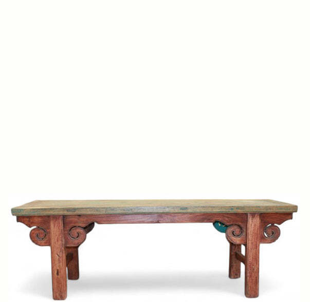 Vintage Green Top Bench or Coffee Table or Low Console Table
