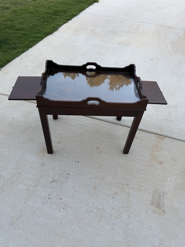 RARE LINK-TAYLOR Heirloom Solid Mahogany Chippendale Tea Table Vintage Antique gallery