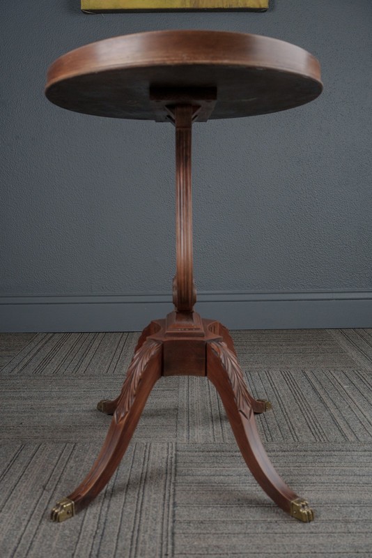 Colonial Duncan Phyfe Style Mersman Mahogany Harp Lyre Oval Side End Table gallery