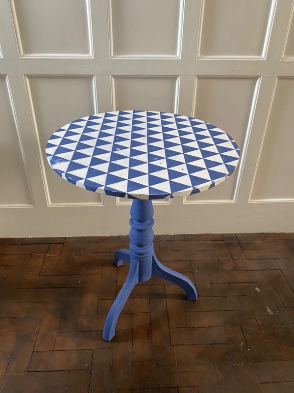 Antique side table geometrically painted by GH