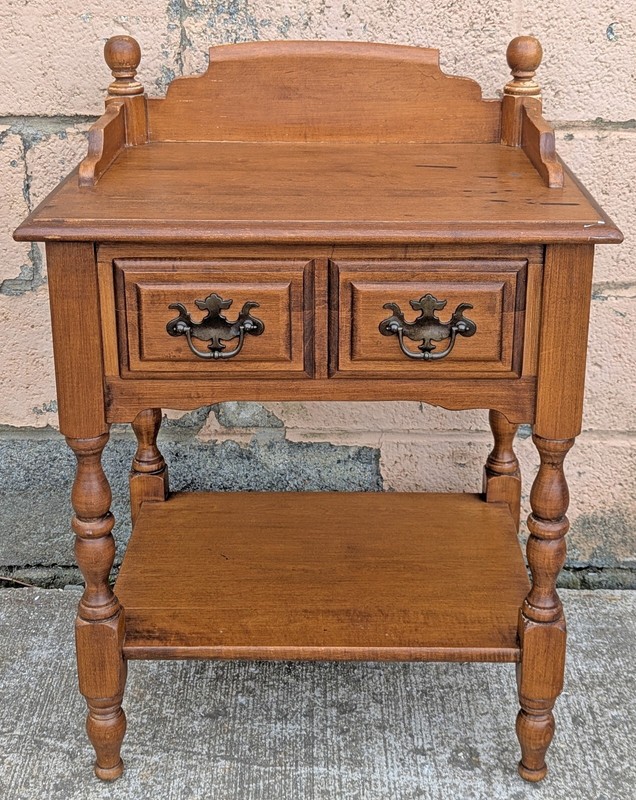 Vintage Antique Heywood Wakefield Maple Wood Side Table Night Stand Writing Desk gallery