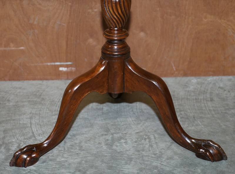 FLAMED MAHOGANY GALLERY RAIL SIDE TABLE WITH CLAW & BALL FEET REGENCY STYLE gallery