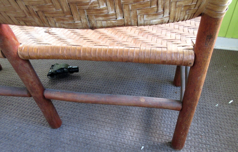 RARE ANTIQUE MARTINSVILLE OLD HICKORY CHAIR COMPANY SETTEE CAT. # 106 C. 1915 gallery