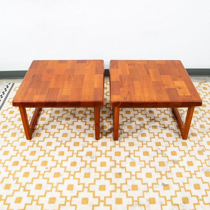 Mid Century Danish Modern End Tables Side Nightstands Teak Square Niels Bach Mcm gallery