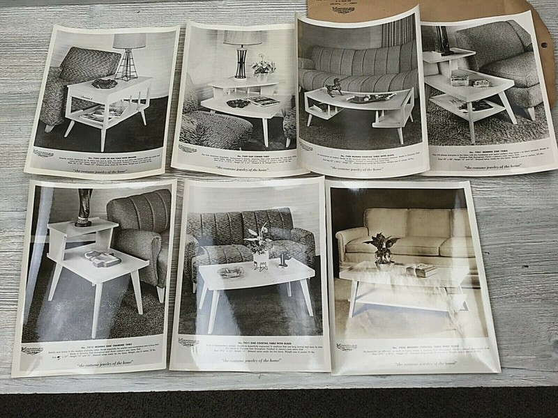 7 Vintage MCM Mersman Tables 8×10 Advertising Display Sales Photographs