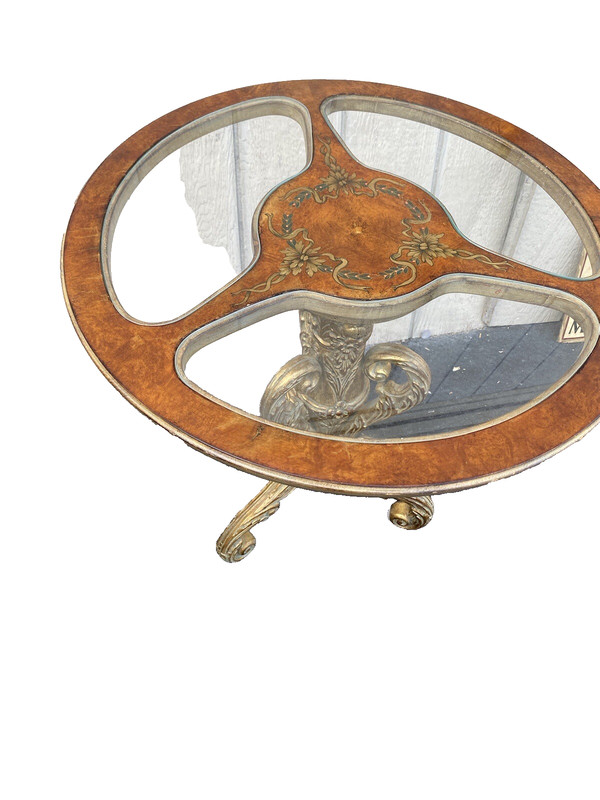 64780 Decorator Hand Painted Lamp Table with Glass Inserts gallery