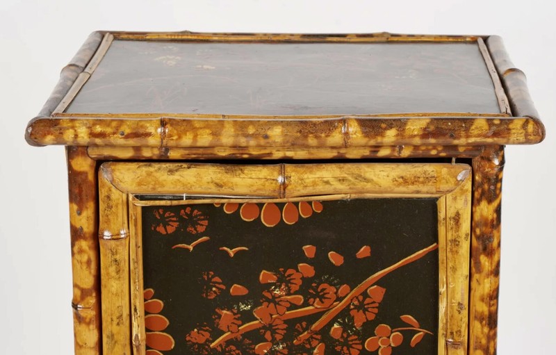 19th Century English Bamboo & Chinoiserie Lacquer Cabinet gallery