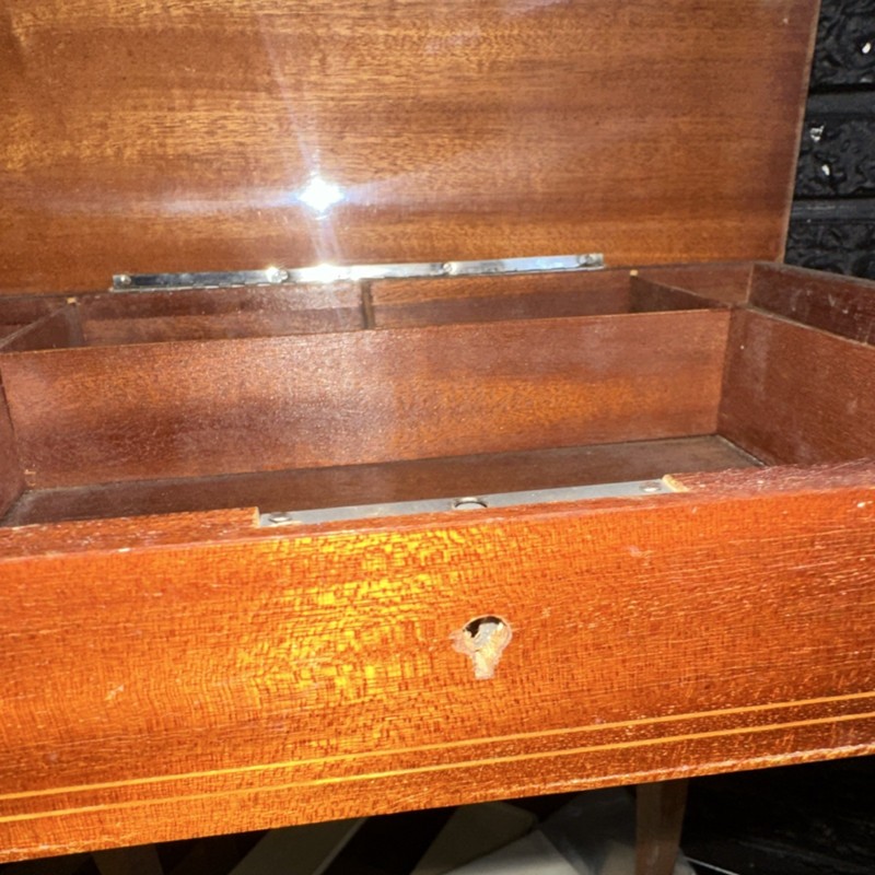 Antique Italian Wood Accent Table Inlaid-Locks. Jewelry Box? Secret Storage? gallery