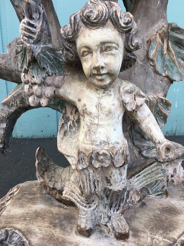 Antique Mexican Side Table Console Bacchus Wine Grapes Vineyard Early California gallery