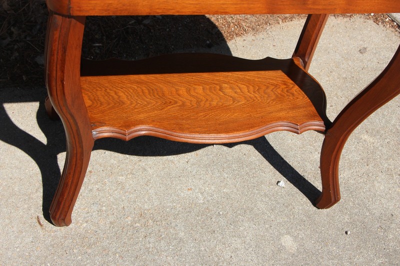 Walnut Victorian Marble Top Writing Table Desk with Shelf and Drawer gallery