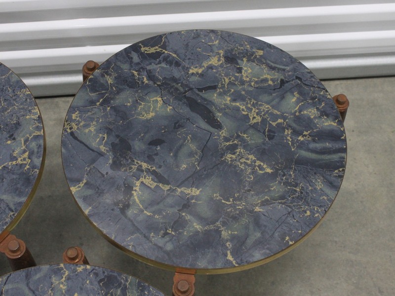 MCM Nesting Stacking Tables Faux Marble Spider Leg Set of Three gallery