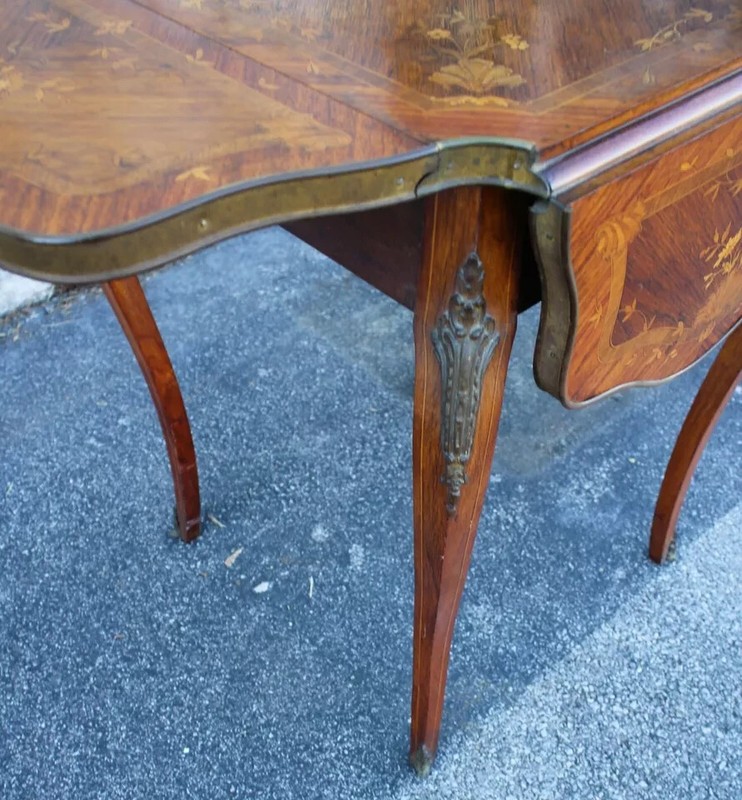 19th c French Inlaid & Marquetry Occasional Table with Bronze Gallery and Ormolu gallery