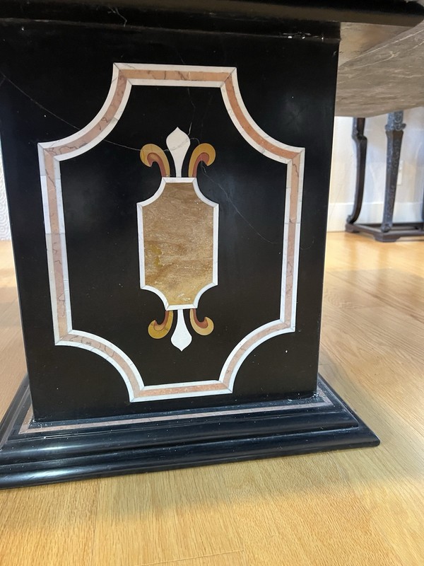 Italian Marble Pietra Dura Center Table – Intricately Inlaid Stone Top gallery