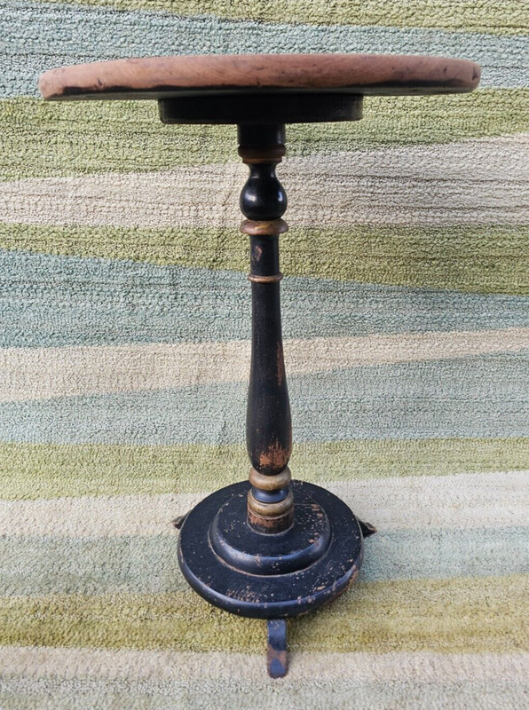 Antique Victorian Wine Pedestal Table, English Side Occasional Lamp Plant Stand