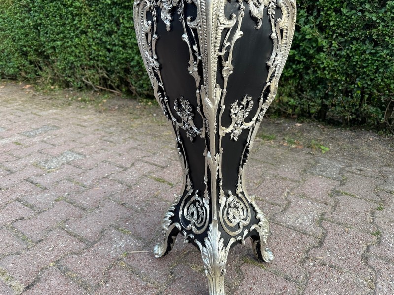 Pedestals display stands Italian Baroque Black Silver Marble Top Pair XL 43in gallery