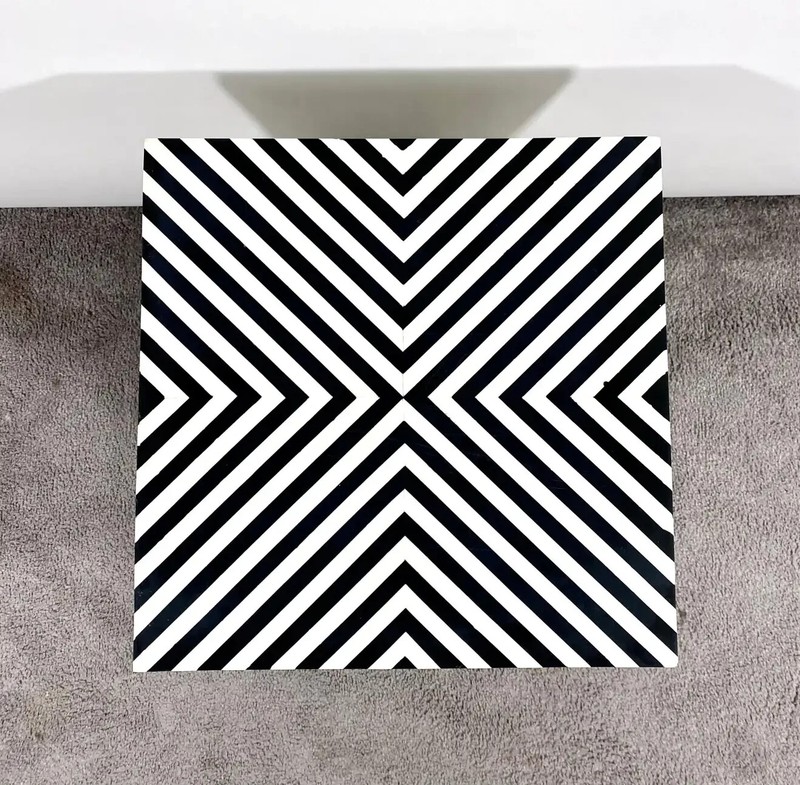 Art Deco Style Black and White Resin Sculptural Side, End Table or Stool gallery