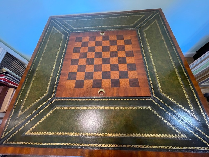 PRICE REDUCTION !Vintage Maitland Smith Games table and 4 matching chairs gallery