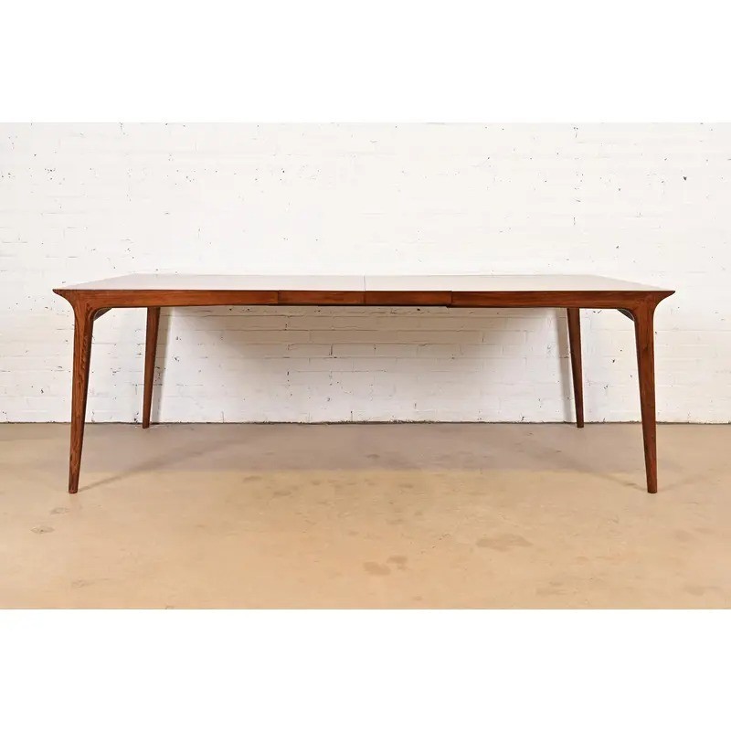 John Van Koert Mid-Century Modern Extension Dining Table, Newly Refinished gallery