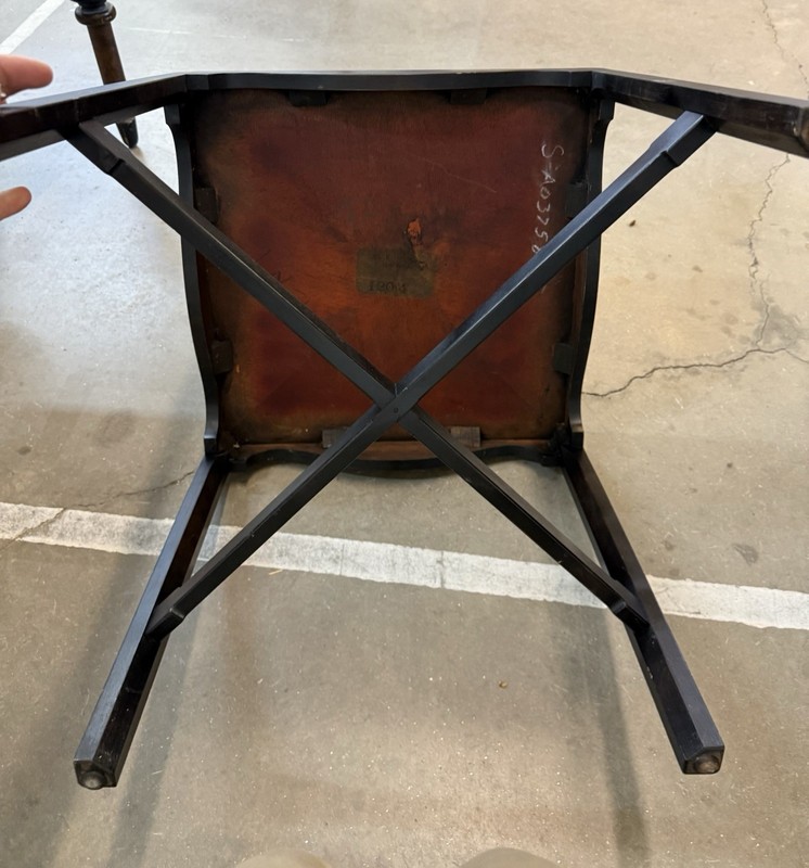 Antique Brown Oak End Table With Cork Top Signed On Bottom From Grand Rapids ￼ gallery
