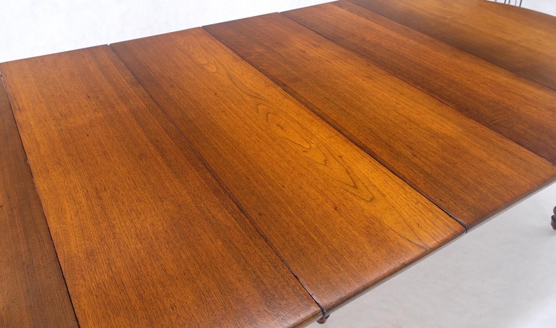 Antique Solid Light Amber Walnut Round Dining Table 4 Extension Boards MINT! gallery