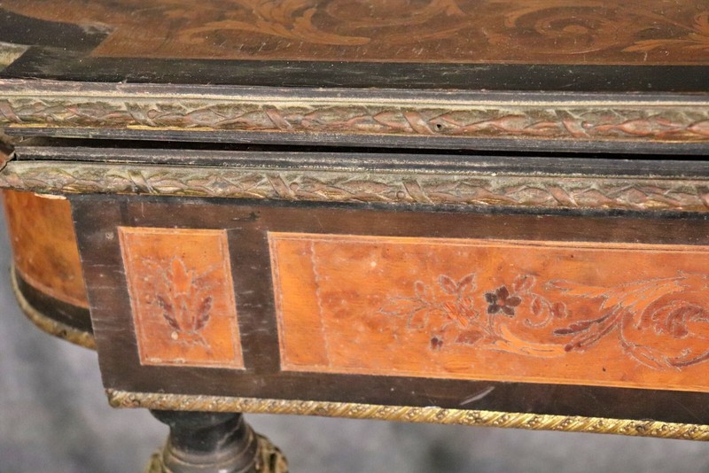 Superb Bronze Mounted Inlaid Walnut Ebonized French Games Table Circa 1870 gallery