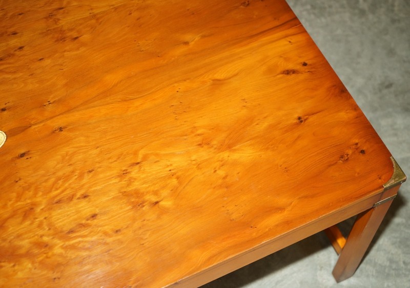 FULLY RESTORED FRENCH POLISHED HARRODS KENNEDY MILITARY CAMPAIGN COFFEE TABLE gallery