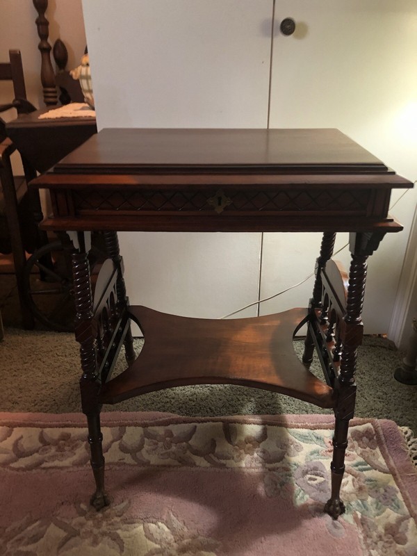Antique Victorian Jacobean Revival Mahogany Side Table 1880’s - 1920’s gallery