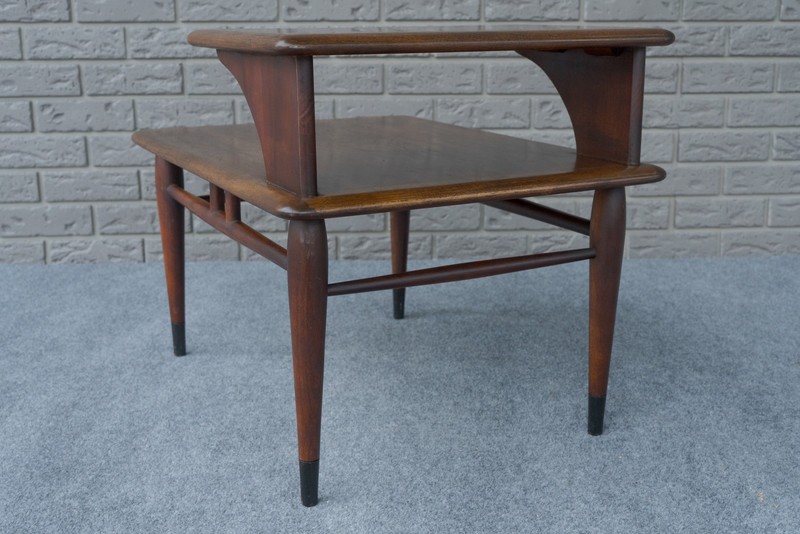 Mid Century Danish Modern Lane Acclaim Dovetail Walnut Two Tier Step End Table gallery