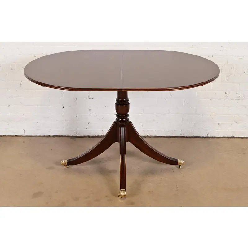 English Georgian Pedestal Dining Table by Bevan Funnell, Newly Refinished