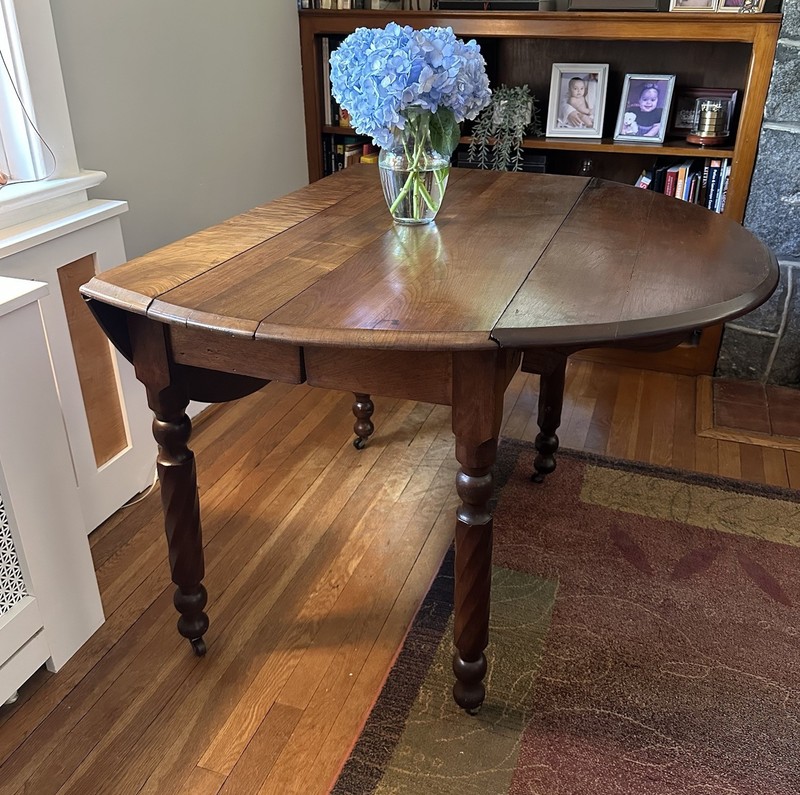 Antique Victorian Solid Walnut Drop-Leaf Table, 1880–1900