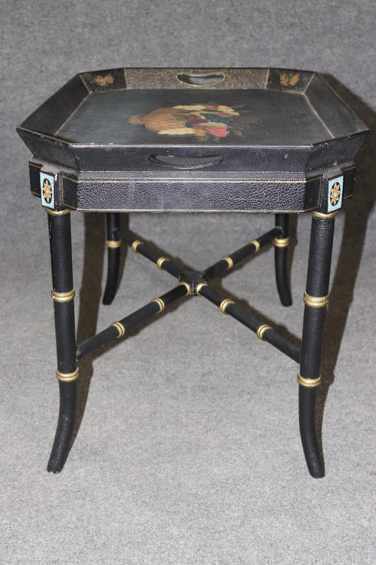 Chinoiserie Style Ebonized Hand Painted Coffee Table By Maitland Smith gallery