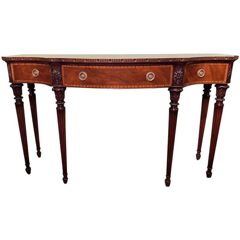 Joseph Gerte Boston MA Custom Mahogany Console Table with Silver Drawer