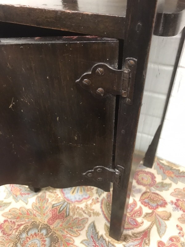 ANTIQUE VTG SMOKE STAND SIDE TABLE WITH DOOR 26 3/4” X 10 1/2” X 9 1/4” DEEP gallery