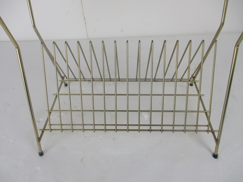 Atomic Perforated Wire Iron Cart Trolley Music Albums Side Table Mid Century M gallery