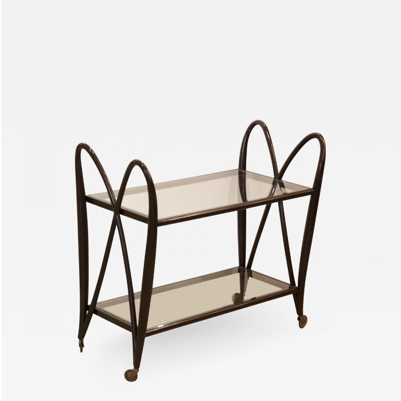 Wood and Glass Bar Cart by Guglielmo Ulrich, Italy, 1945