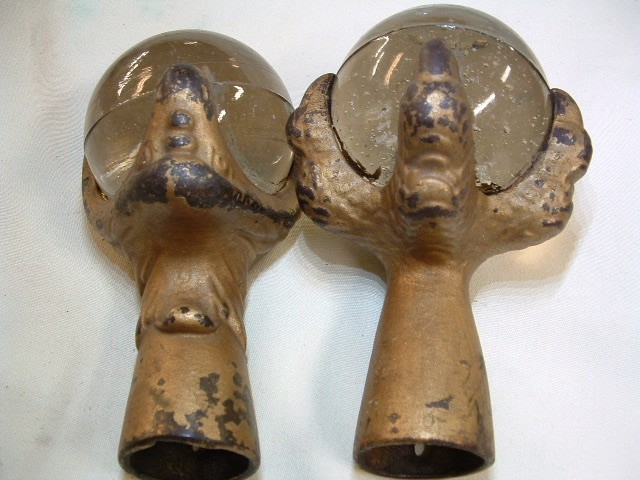 2 Large Antique Cast Iron Eagle Claw Glass Ball Furniture Feet gallery