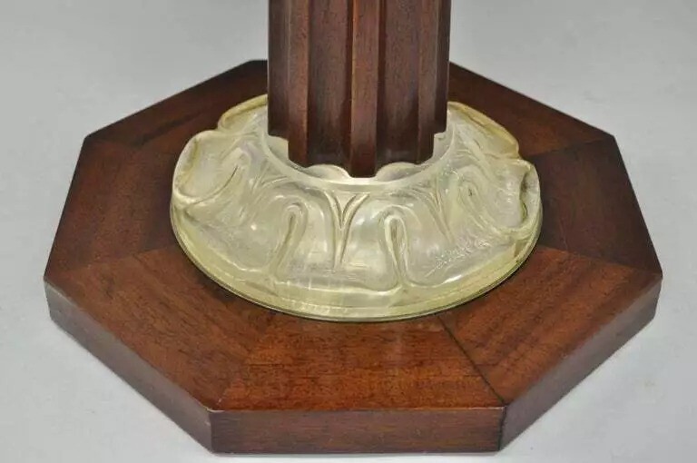 Art Deco Grosfeld House Style Octagonal Mahogany & Lucite Pedestal Side Tables gallery