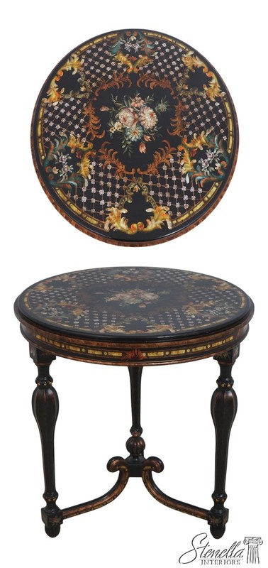 L72283: MAITLAND SMITH Round Paint Decorated Chinoiserie Table