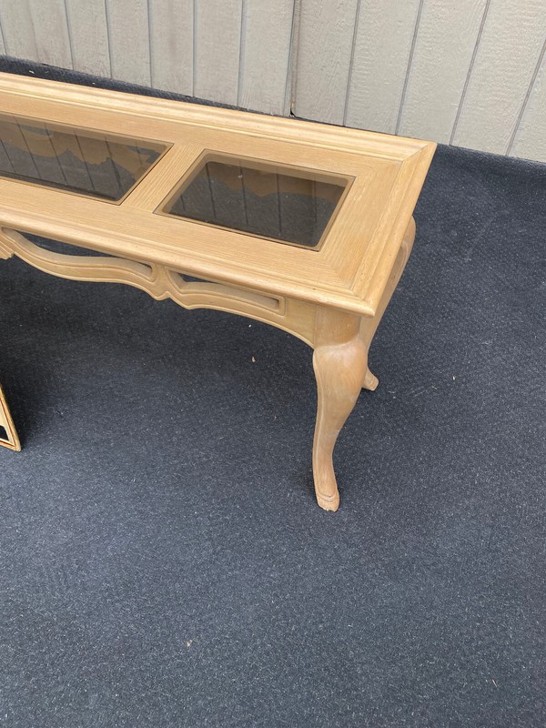 64557 Romantic Shabby Modern Console Hall Table Stand Glass Inserts gallery