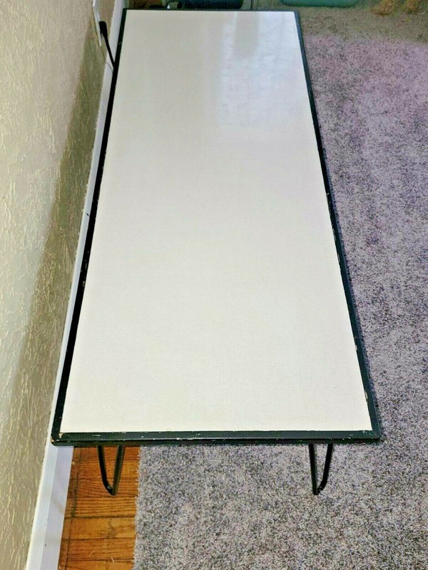 MCM Vtg Coffee Table Retro Formica Top Gray w Metal Hairpin Legs Home Furniture gallery
