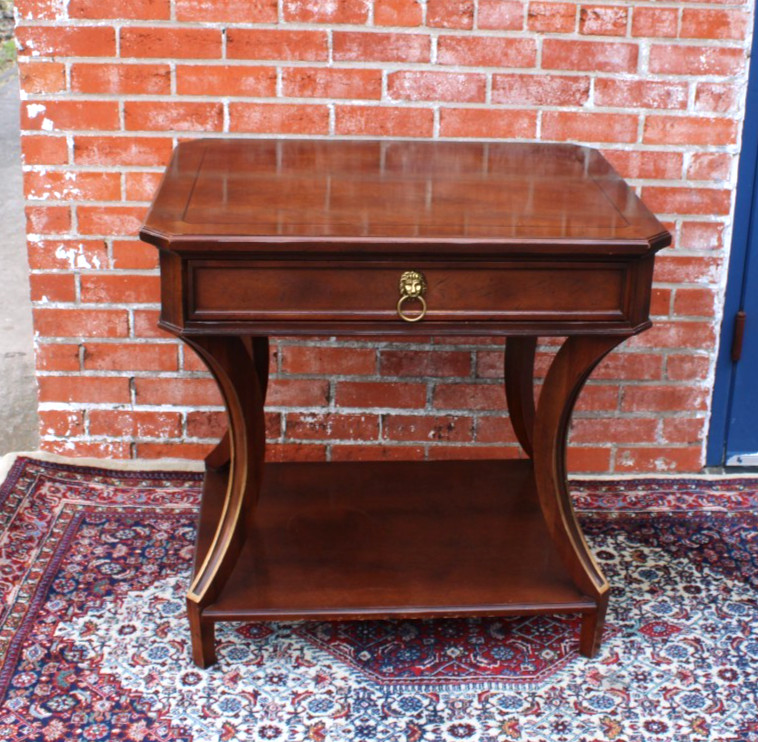 American Baker Walnut Side Table / Small Writing Desk With Drawer gallery